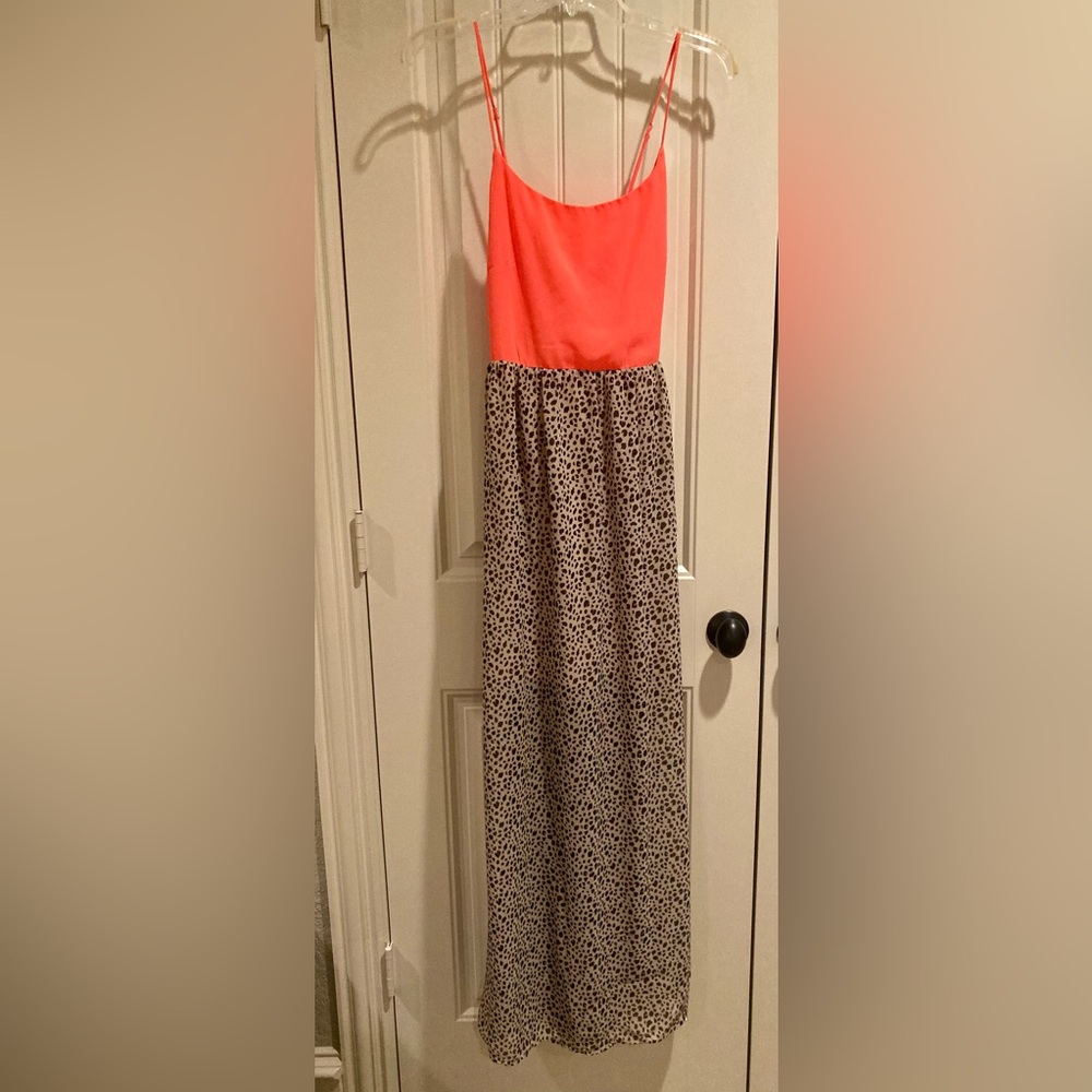 Pink & Leopard Print Maxi Dress